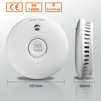 1 x RAW Customer Returns Smoke detector 10 years battery Fire alarm for home Fire detector with mute and self-test function Photoelectric sensor, Q-certified DIN EN14604, 4 pieces - RRP €43.36