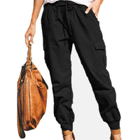 1 x RAW Customer Returns Women s Pants, Cargo Pants, Multi-Pockets, Cargo Pants, Elastic Waist, Elegant, Plain, Casual, Baggy, for Yoga, for Running, Sports, Work, for m-Black  - RRP €27.72