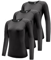 1 x RAW Customer Returns Pack of 3 functional shirts for women, long-sleeved, UPF 50 sun protection, quick-drying functional shirt, running shirts, breathable long-sleeved shirt, sports shirt, workout sports top, yoga shirts, black 3P07-L - RRP €34.99