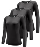 1 x RAW Customer Returns Pack of 3 functional shirts for women, long-sleeved, UPF 50 sun protection, quick-drying functional shirt, running shirts, breathable long-sleeved shirt, sports shirt, workout sports top, yoga shirts, black 3P07-L - RRP €34.99