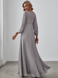 1 x RAW Customer Returns Ever-Pretty Elegant A-Line V-Neck Formal Dress Evening Dresses 00461 Grey 46 - RRP €77.99