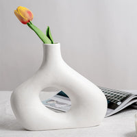 3 x Brand New Disoza ceramic vases decorative porcelain vase for pampas grass flowers white flower vase modern vases for table decoration wedding tulip vase for dried flowers kitchen office living room 23x20x4 - RRP €57.72