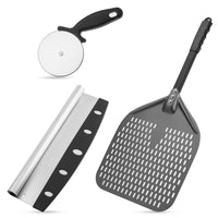 1 x RAW Customer Returns Goodview Household Perforated Pizza Peel, Professional 12 x 14 Paddle Anodized Aluminum Rotary Peeler with Removable Alloy Handle for Homemade Pizza - RRP €40.72