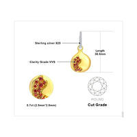 1 x RAW Customer Returns JewelryPalace Pomegranate Round Cut Red Zirconia Earrings Silver 925 for Women, Yellow Gold 585 Jewelry Set, Earrings Silver Gold Plated Gemstone Girls, Hoop Earrings Silver with Stone Gift for Women - RRP €54.49