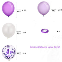 29 x Brand New Gxhong Confetti Balloons, 60 Pieces White Purple Latex Balloons, 12 Inch Helium Balloons Latex Balloons with 4 Balloon Ribbons for Wedding Birthday Party Decorations Purple  - RRP €321.61