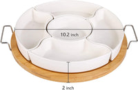 1 x RAW Customer Returns Yesland set of 5 ceramic serving bowls with bamboo tray, snack bowls set, tapas bowl with tray, dessert bowls with bamboo plate, sauce bowls for starters, snacks, spices, sauces, sweets - RRP €35.28