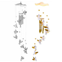 1 x RAW Customer Returns URCheers Angel Cupid Wind Chimes - Indoor Outdoor Garden Ornament -Crystal Hanging Ornament with Angel Fairy Gold Silver for Home, Garden, Yard, Gift Silver  - RRP €10.99