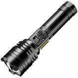 1 x RAW Customer Returns ASORT LED flashlight rechargeable 500000 lumens, super large aperture zoomable, extremely bright, two-button, COB side light, with LCD display, waterproof, 10 light modes, for outdoor, camping, hiking, emergencies - RRP €26.99