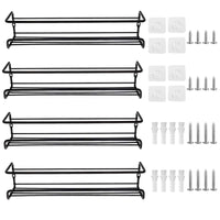 9 x Brand New CALIYO spice racks, spice rack wall, set of 4 hanging long kitchen shelves, spice rack self-adhesive without drilling, with 8 self-adhesive hooks and screws, for the wall, kitchen cupboard, cabinet, 29 x 6.5 CM. - RRP €170.91