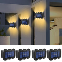 2 x Brand New HIULLEN 4pcs Solar Wall Light Outdoor, Solar Lamps for Outdoor Garden, IP65 Waterproof Wall Lamp Solar LED Modern Outdoor Light Wireless Wall Lighting for Balcony Decoration Wall Terrace - RRP €40.8