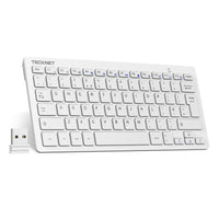 1 x RAW Customer Returns TECKNET Slim Wireless Keyboard, German Layout QWERTZ, 2.4 GHz, 78 Keys Mini Wireless Keyboard with Nano USB Receiver for Windows 10 8 7 Vista XP and Android Smart TV White  - RRP €20.4