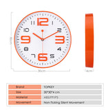 1 x RAW Customer Returns Topkey Wall Clock 12 Inch Simple Design Non Ticking Decorative Bedroom Office Kitchen Wall Clock -Orange - RRP €18.99