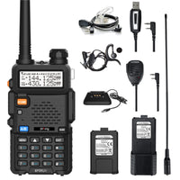 1 x RAW Customer Returns Walkie Talkies BF5RUV Dual Band VHF UHF Two-Way Ham Radio with 3800mAh Battery, Speaker Microphone, USB Programming Cable, High Gain Antenna, USB Charger, Headphones - RRP €59.99