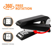 1 x RAW Customer Returns Eagle 360 Rotating Stapler, 24 6 26 6 Staples Space-saving Multi Angle Mini Stapler Tacker for School Desk Office, Black - RRP €14.99