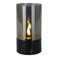 2 x RAW Customer Returns MIJOMA - Elegant LED candle in a glass, warm white, realistic flame, 6 18 timer, battery operated, stylish eye-catcher, authentic look feel 8 x H15 cm, black marble look base  - RRP €31.64