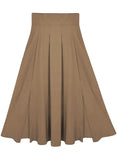 1 x RAW Customer Returns khaki maxi skirt skirt festival outfit ladies with slit pocket midi high waist long midi pleated a lines beach pleated skirt pleated skirt summer skirt light beach skirt wedding XL - RRP €32.99