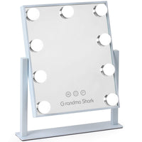 1 x RAW Customer Returns GRANDMA SHARK Hollywood makeup mirror for dressing table, cosmetic mirror with 9 lighting, 30 36 cm, touch button, adjustable angle, brightness and 3 colors temperature - RRP €39.34