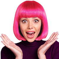 1 x RAW Customer Returns Bob Wig Cabaret Pageboy Charleston Wigs for Carnival Theme Party Bob pink  - RRP €12.8