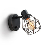 1 x RAW Customer Returns Lightess Vintage Interior Wall Lamp Wooden Metal Cage Wall Lamp Industrial Design E27 Interior Lighting Wall Lamp for Corridor Porch Bedroom Living Room, Black - RRP €26.2