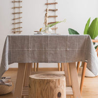 1 x RAW Customer Returns Plenmor Cotton Linen Tablecloth for Rectangular Tables Solid Lattice Embroidery Table Cover for Kitchen Dining Table Decoration 135x220 cm, Gray  - RRP €31.25