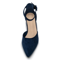 1 x RAW Customer Returns Daman, pumps with strap, comfortable pumps with heels, Navy suede, 38 EU - RRP €58.8