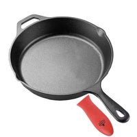 1 x RAW Customer Returns La Cuisine cast iron frying pan 25 cm Matt black enamel coating,A heat-resistant silicone handle cover is included,Oven safe - RRP €25.85