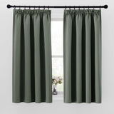 1 x RAW Customer Returns PONY DANCE curtains with ruffle tape, short set of 2, H 160 x W 140 cm, blackout curtains, ruffle tape, thermal curtain against cold, bedroom curtains and curtains, opaque, grey-green - RRP €30.2