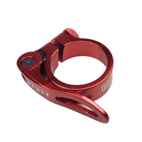 1 x RAW Customer Returns PLATT Bicycle Seat Clamp with Quick Release Aluminum Alloy Seat Clamp 28.6 31.8 34.9 mm Red - RRP €9.06