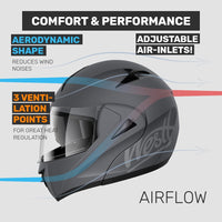 1 x RAW Customer Returns Westt motorcycle helmet men women flip-up helmet jet helmet with chin guard full face helmet scooter helmet motorcycle helmet with ECE DOT certification - RRP €87.49