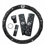 1 x RAW Customer Returns coofig Universal Leather Steering Wheel Cover 38cm Shiny Steering Wheel Cover Non-Slip Rhinestone Steering Wheel Cover Glitter Steering Wheel Cover Car Accessories Interior Women Set of 6 Pieces Black  - RRP €36.29