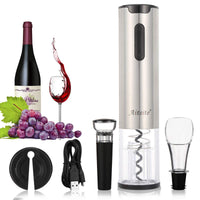 4 x Brand New Aitsite Electric Corkscrew Bottle Opener Wine Wine Opener Automatic Screwdriver Set Silver Stainless Steel Wine Foil Cutter Wine Pourer Wine Bottle Stopper - RRP €99.92