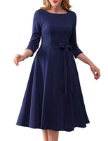 21 x Brand New DRESSTELLS women s evening dress 3 4 sleeve festive party dress 1950s retro dress mother of the bride dress with belt retro pleated skirt knee-length midi-length evening dress navy S - RRP €839.79