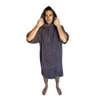 1 x RAW Customer Returns ALLEN MATE Adult Hooded Towel Poncho, 100 Terry Cotton Changing Robe with Hood and Pockets - RRP €31.48