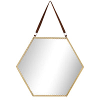 1 x Brand New Funerom Small Hexagonal Wall Mirror 10 x 10 Gold - RRP €13.1