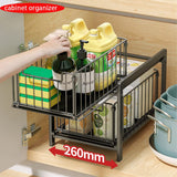 1 x RAW Customer Returns YunNasi Kitchen Shelf with 2 Basket Pull-Outs Base Cabinet Shelf 2 Levels Spice Rack Stainless Steel Sliding Drawer Storage Bathroom Organizer for Home and Office Regular, Black  - RRP €33.99