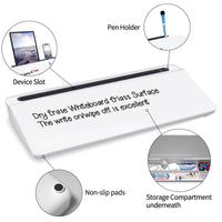 1 x RAW Customer Returns Desk Organizer Whiteboard - For short notes reminders, Made of white glass with drawer and accessory compartment, Compact desk organizer white board pad mobile phone not included  - RRP €29.95