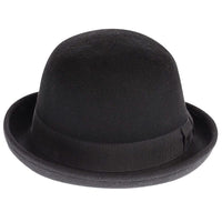 1 x RAW Customer Returns CXQRR Black Bowler Derby Hat Short Rolled Brim Fedora Hat for Men and Women, Black, M - RRP €27.5