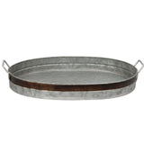 1 x RAW Customer Returns Sintosin Shabby Chic Industrial Style Galvanized Decorative Serving Tray with Handle 41x28x6.6 cm, Rustic Decorative Tray Oval Serving Tray Large for Kitchen, Breakfast, Tea, Coffee Table - RRP €20.4