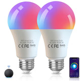 2 x RAW Customer Returns AROHANI Alexa Light Bulb E27, Smart WiFi LED Lamp, 9W RGB Multicolor 2700K-6500K Warm White Cold White Light, Compatible with Alexa Google Assistant, No Hub Required, 2 Pack - RRP €30.24