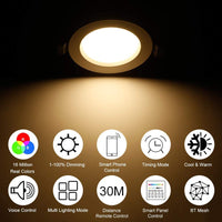 1 x RAW Customer Returns Set of 4 Bluetooth WIFI 5W LED recessed lights 230V 350lm RGB CCT dimmable smart LED ceiling spotlights with remote control recessed spotlight LED spots flat downlight compatible with Alexa Google Home - RRP €64.2