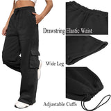 1 x RAW Customer Returns Nuofengkudu Warm Wide Jogging Pants Women Baggy Thermal Elastic Pockets Lined Fleece Jogger Pants Sweatpants Women Sports Pants Loose Leisure Pants Cargo Pants Casual Sweatpants Black 2XL - RRP €28.99