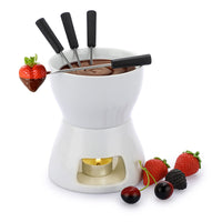 1 x RAW Customer Returns SUMNACON Ceramic Chocolate Fondue Pot Set with 4 Forks Chocolate Fondue Set Cheese Fondue for Chocolate Cheese Fondue Family Dinners Dessert Picnics Birthday Parties Holiday Parties White - RRP €18.14