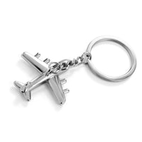 1 x Brand New Airplane key ring in silver metal with stainless steel line - ODETOJOY - RRP €6.95