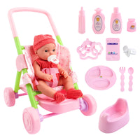 1 x RAW Customer Returns deAO Baby Doll Stroller - Foldable Stroller Gift Toy Cartoon Doll with Accessories Play Toy Gift for Boys and Girls - RRP €36.99