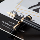 1 x RAW Customer Returns Jinhao X850 Fountain Pen, Curved Nib, Black with Gold Clip, Metal Writing Pen - RRP €17.14