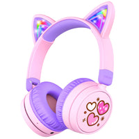 1 x RAW Customer Returns iClever Bluetooth Headphones Kids, 60 Hours Playtime, Cat Ears with LED Lights, Safe Volume 74 85dBA, Bluetooth 5.3, USB C Charging, Built-in Mic for iPad, Tablets, Travel, Gift - RRP €29.99