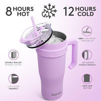 1 x RAW Customer Returns Autsel 1200ml with handle and straw lid vacuum insulated travel bottle made of high-quality stainless steel for hot and cold purple - RRP €25.08