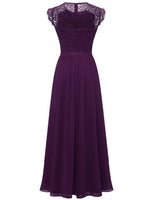 1 x RAW Customer Returns Dressystar Elegant Women s Evening Dress Long Lace Wedding Party Evening Dress Purple S - RRP €63.52