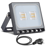 1 x RAW Customer Returns 10W LED Spotlight, Waterproof IP65 Outdoor Floodlight with Plug, 800LM Warm White 3000K, Super Bright Wall Light Security Light for Garden, Patio, Terrace, Square, Factory - RRP €15.98