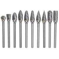 1 x RAW Customer Returns Mesee 10Pcs Tungsten Carbide Rotary Burrs, Double Edge Burr File Set with 3mm Shank Diamond Rotary Burrs for Polishing Drilling Grinding Engraving on Metals Wood Jade - RRP €17.87